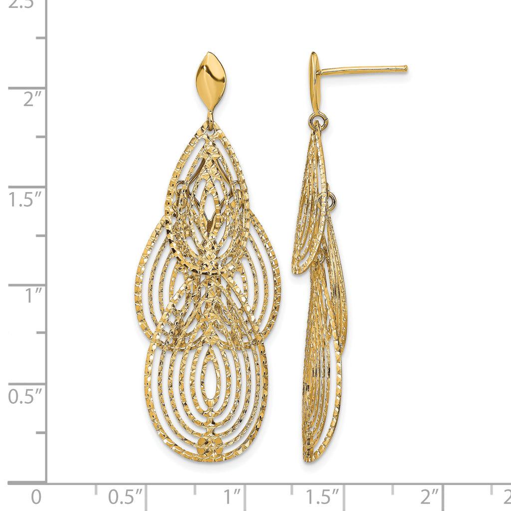 14k Polished D/C Post Dangle Earrings