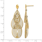 14k Polished D/C Post Dangle Earrings