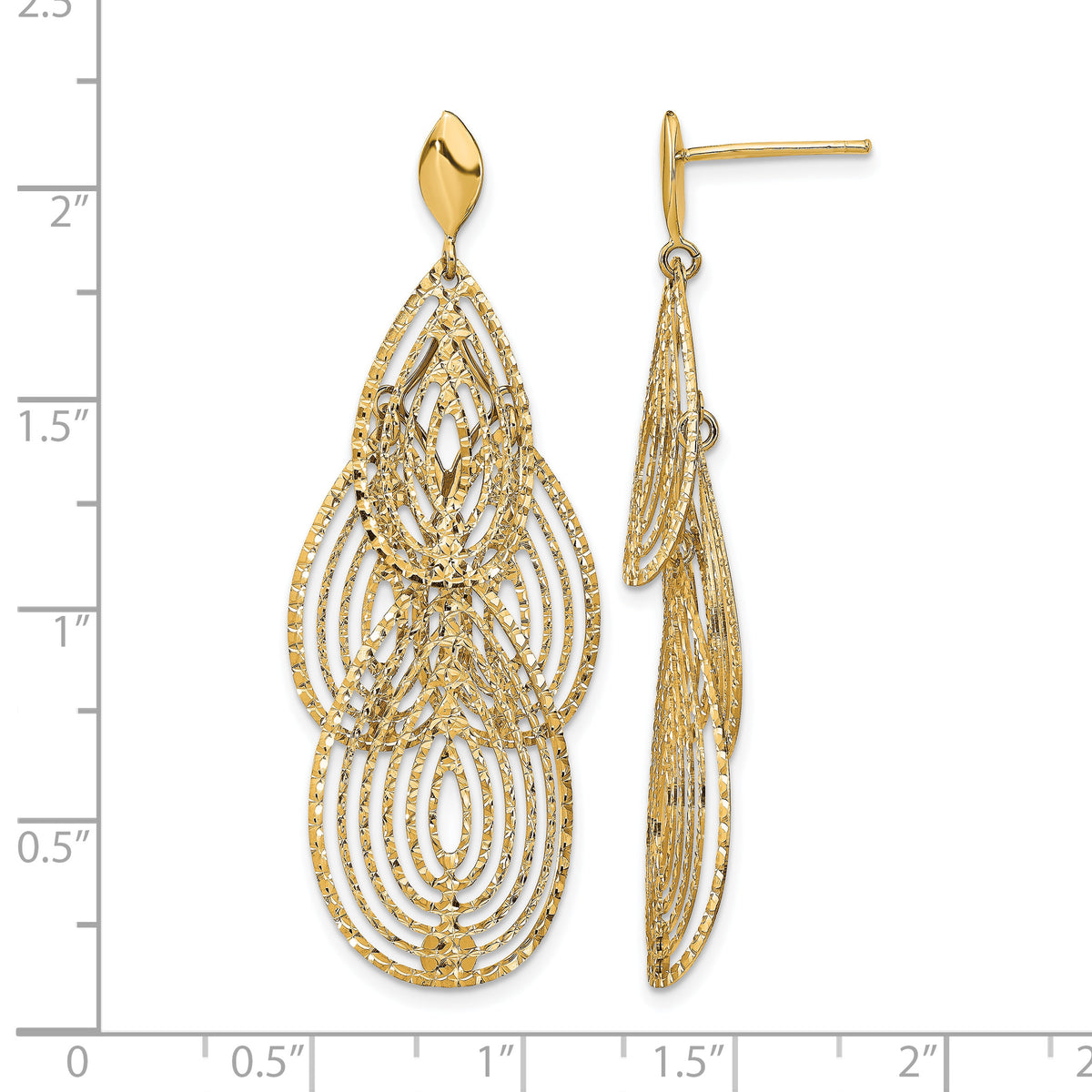 14k Polished D/C Post Dangle Earrings
