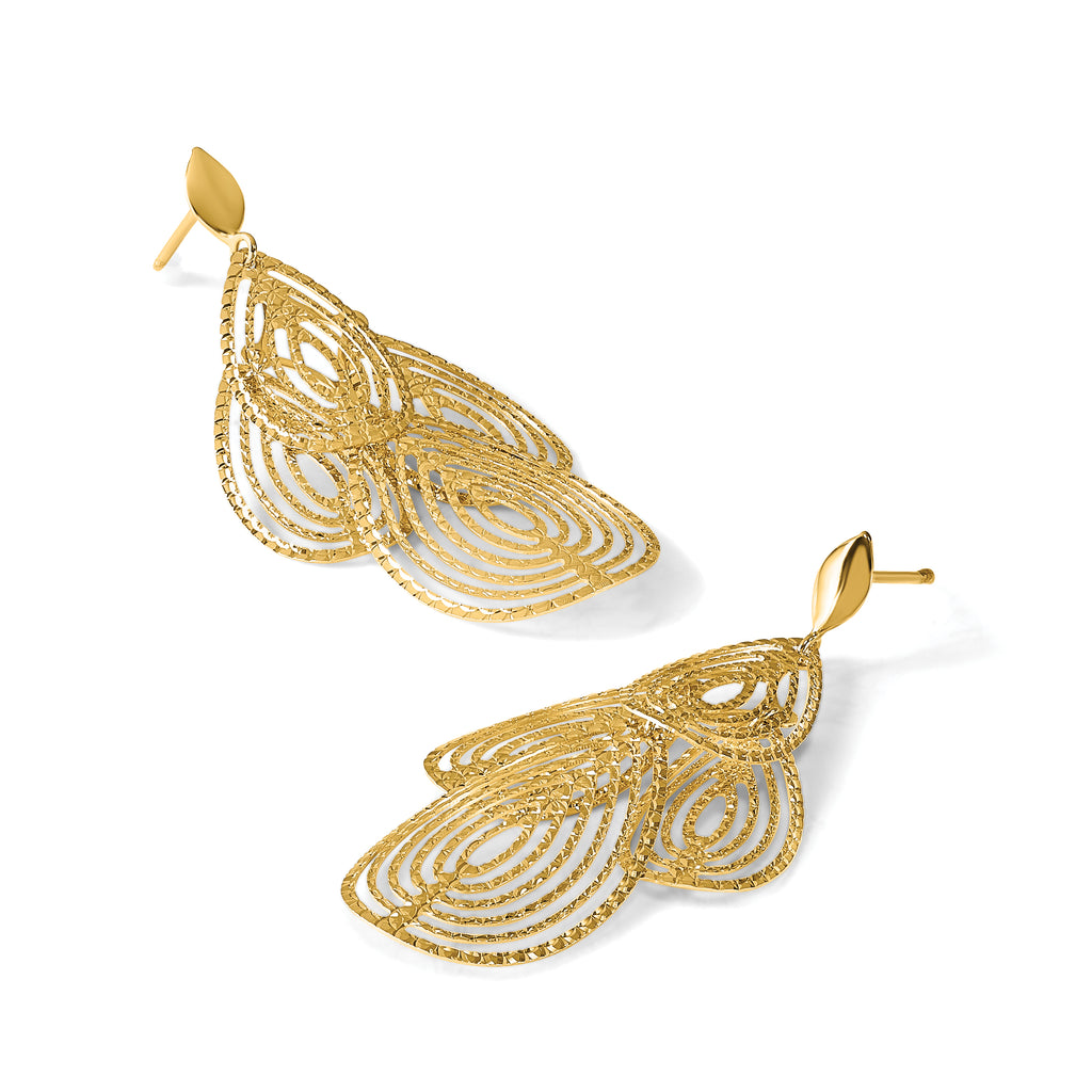 14k Polished D/C Post Dangle Earrings