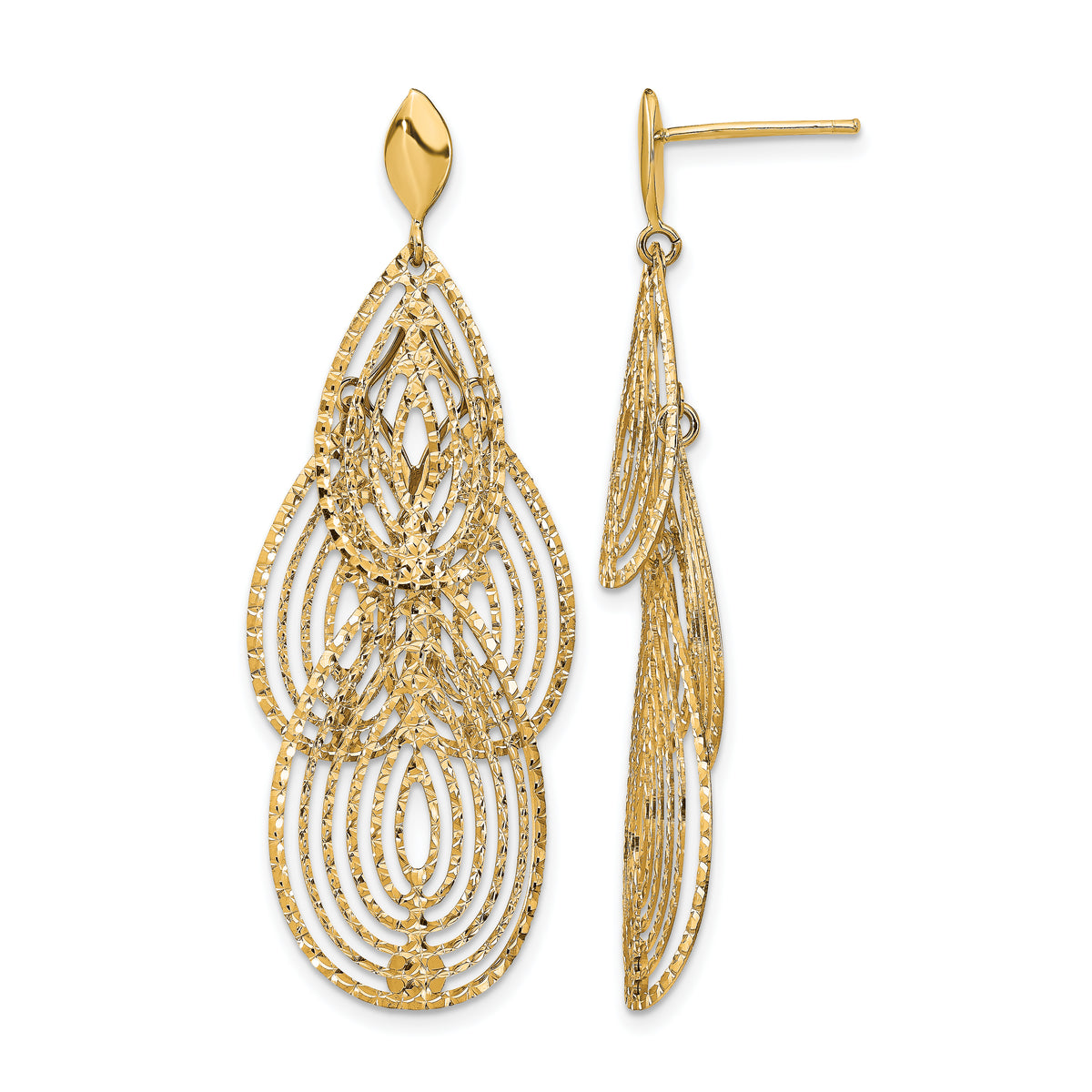 14k Polished D/C Post Dangle Earrings Main image