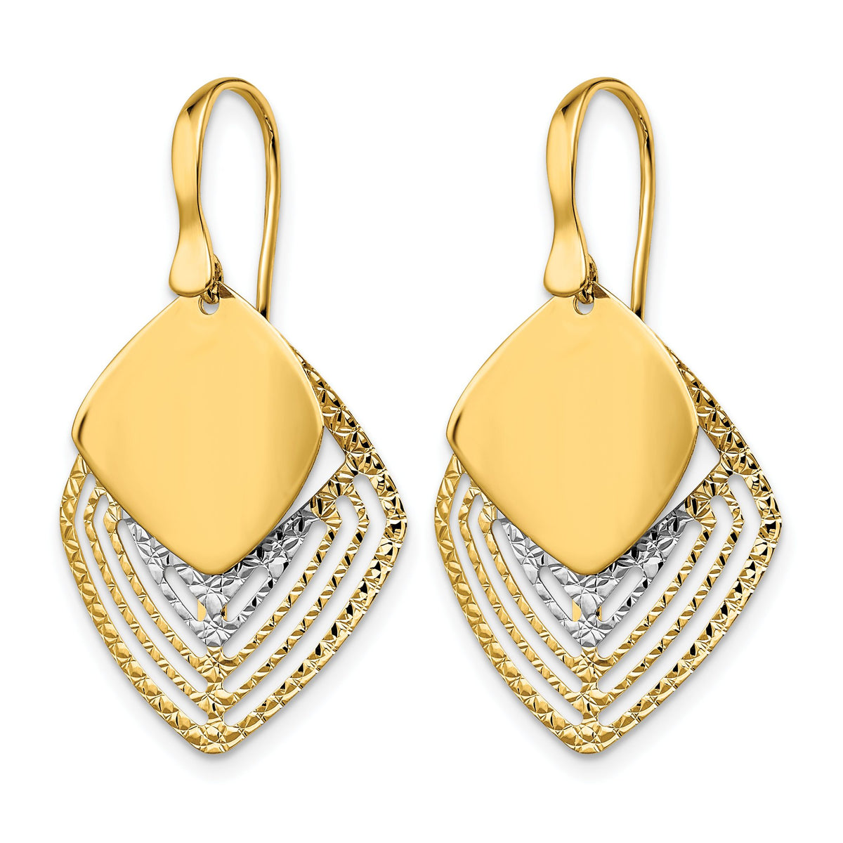 Dangle Earrings in 14K White Gold, Diamond-Cut - Sophia Jewelers