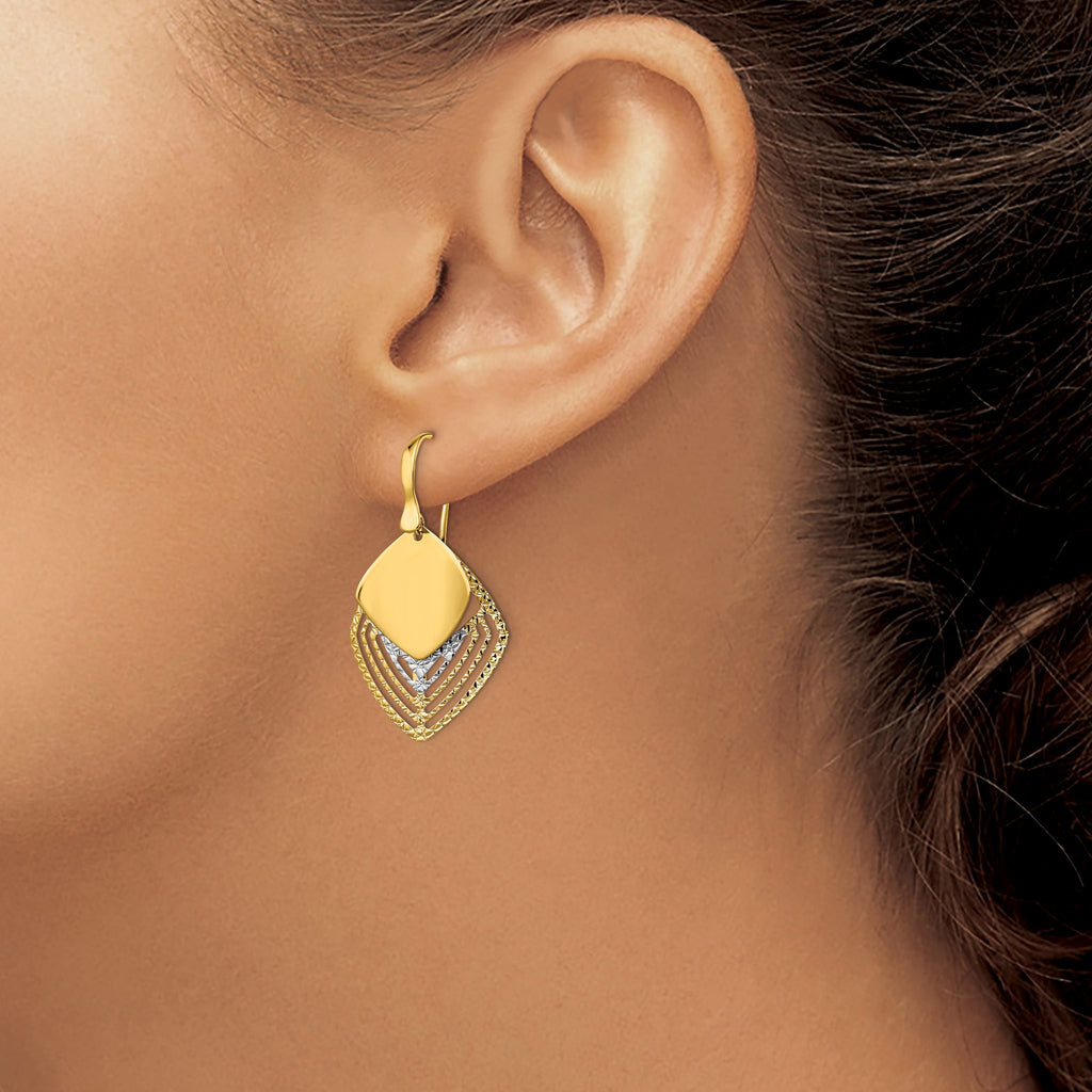 Dangle Earrings in 14K White Gold, Diamond-Cut - Sophia Jewelers