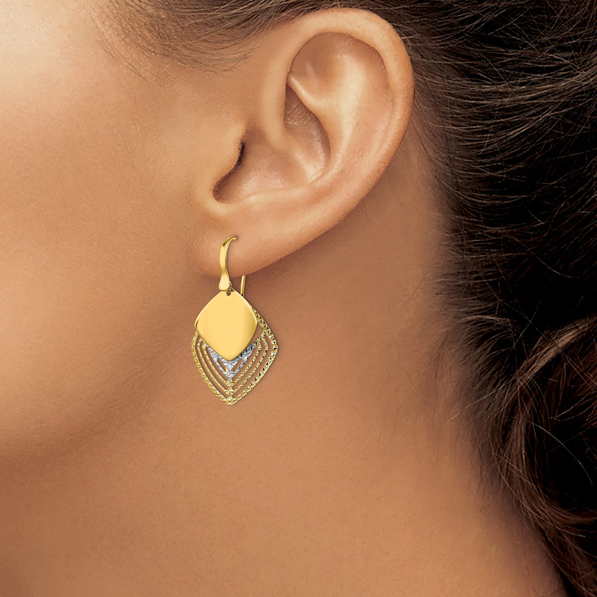 Dangle Earrings in 14K White Gold, Diamond-Cut - Sophia Jewelers