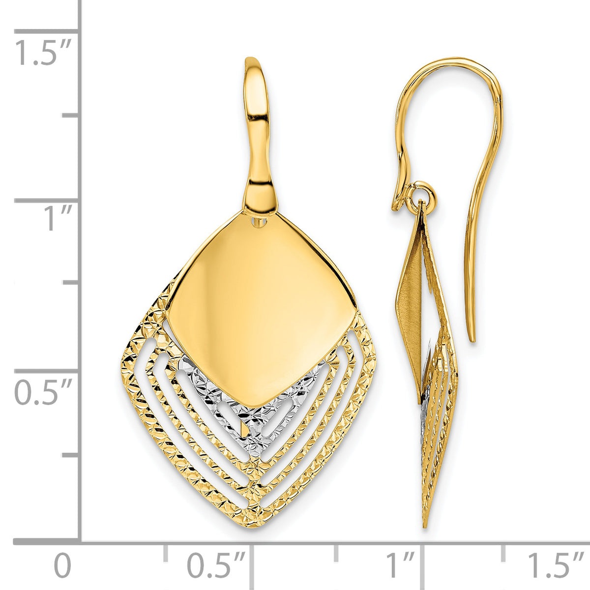 Dangle Earrings in 14K White Gold, Diamond-Cut - Sophia Jewelers