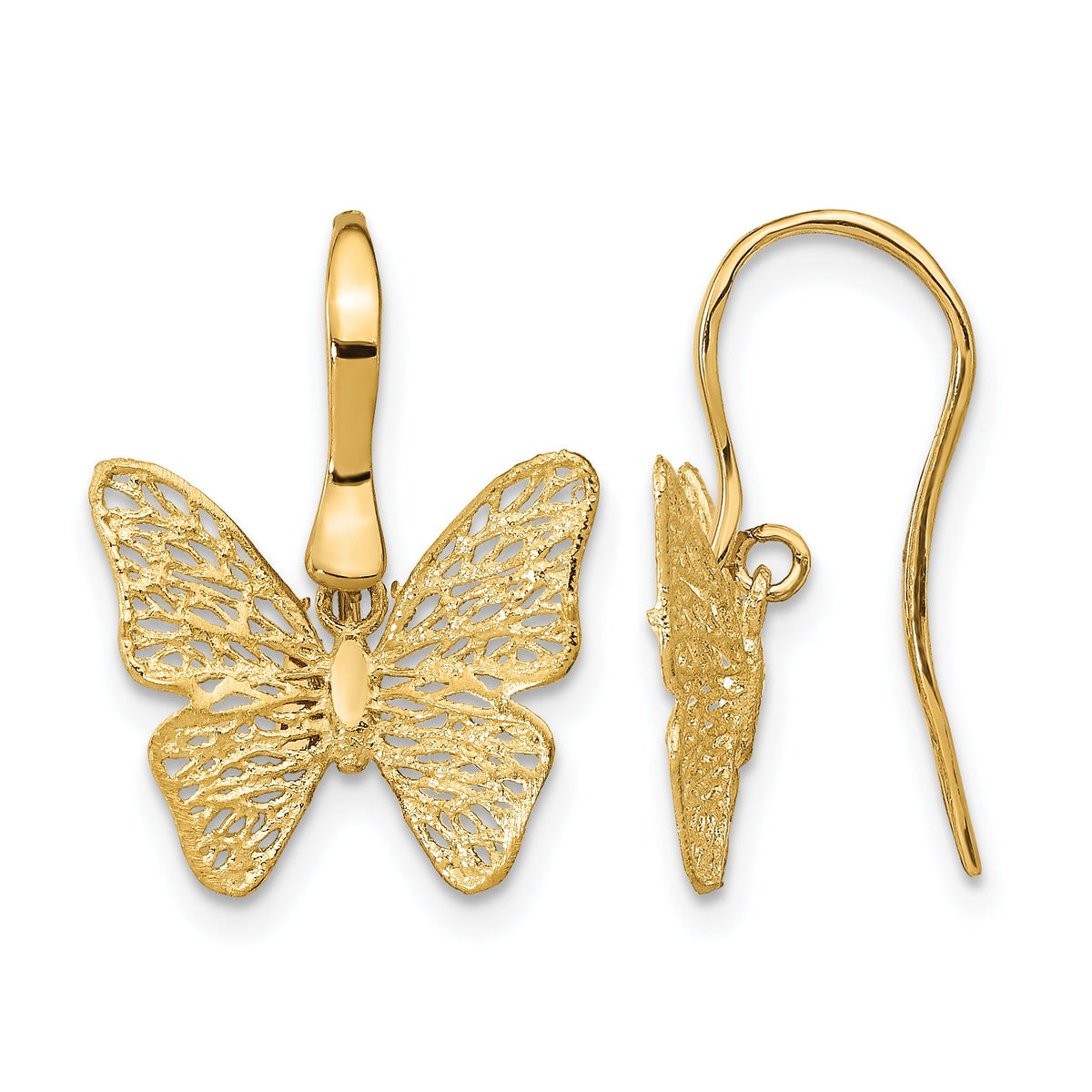 Filigree Butterfly Earrings in 14K Yellow Gold, Vintage Style - Sophia Jewelers Main image