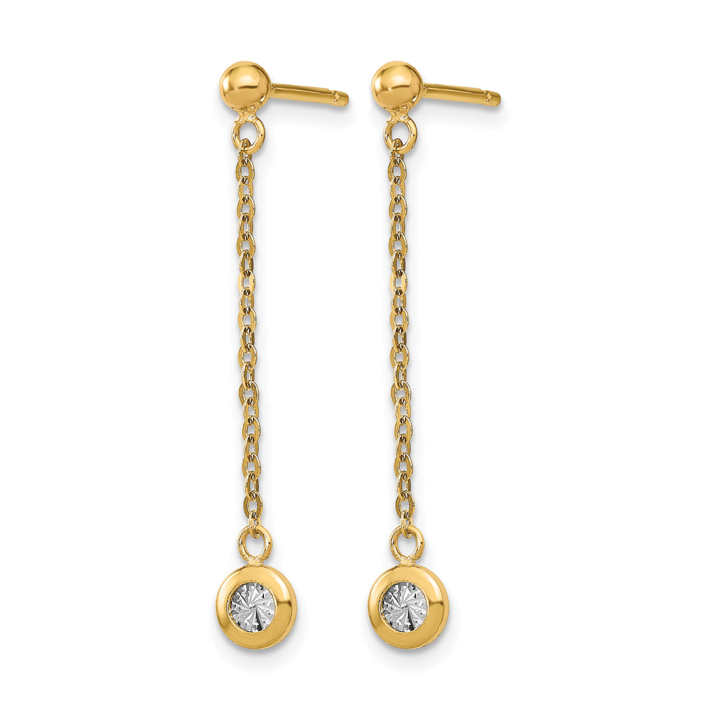 14k Two-tone Polished D/C Post Dangle Earrings