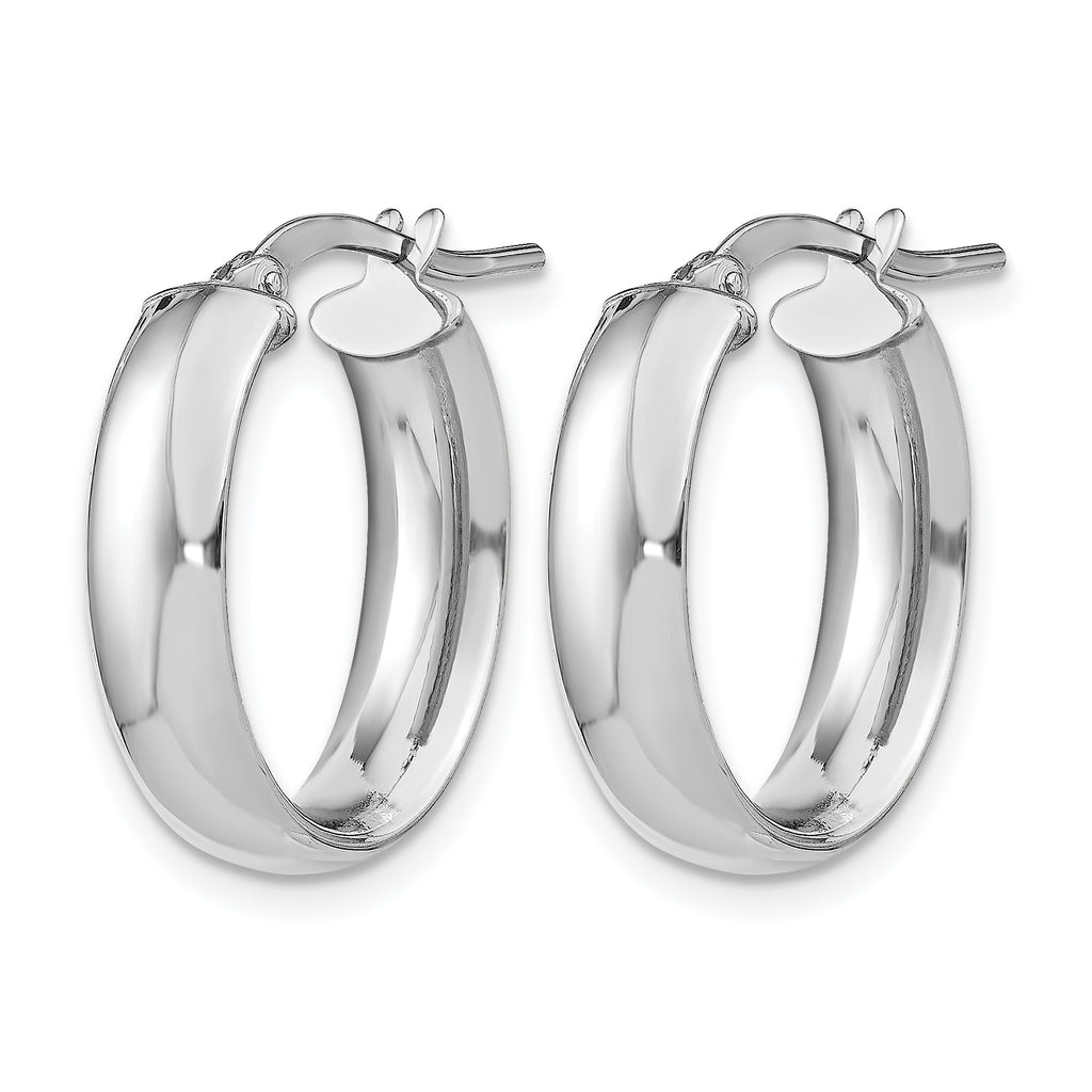 Oval Hoop Earrings in 14K White Gold, 20mm - Sophia Jewelers