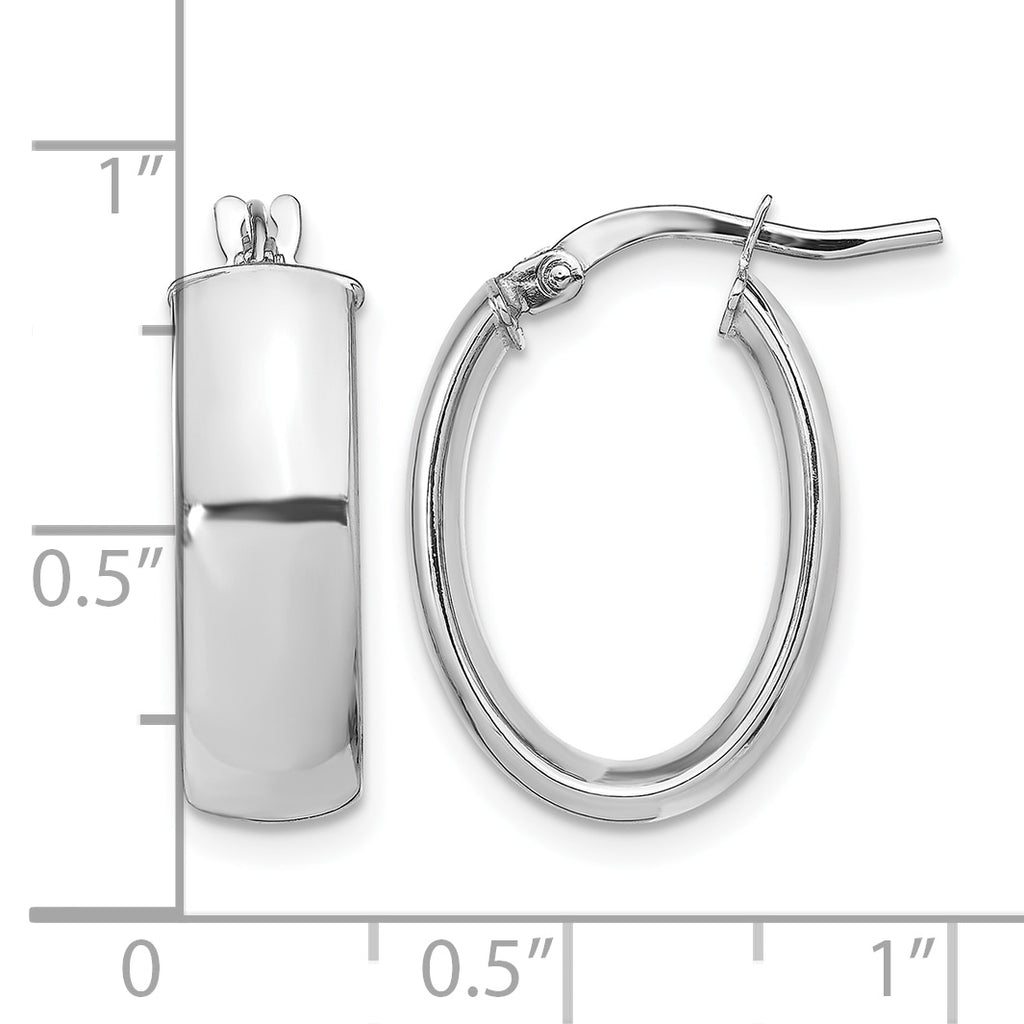 Oval Hoop Earrings in 14K White Gold, 20mm - Sophia Jewelers