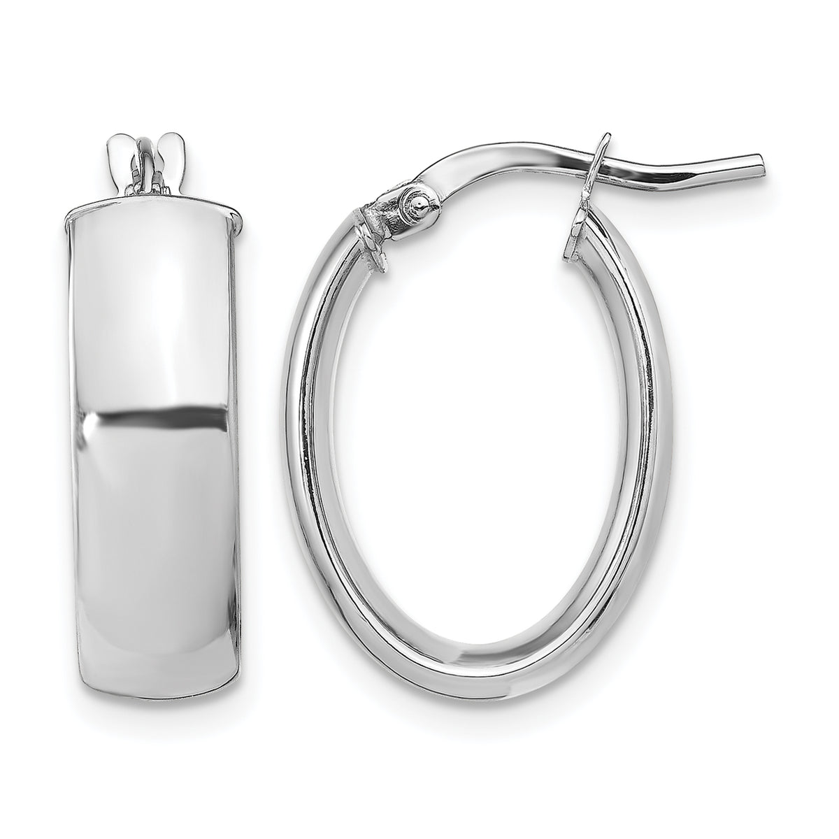 Oval Hoop Earrings in 14K White Gold, 20mm - Sophia Jewelers