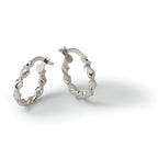 14K White Gold Twisted Hoop Earrings