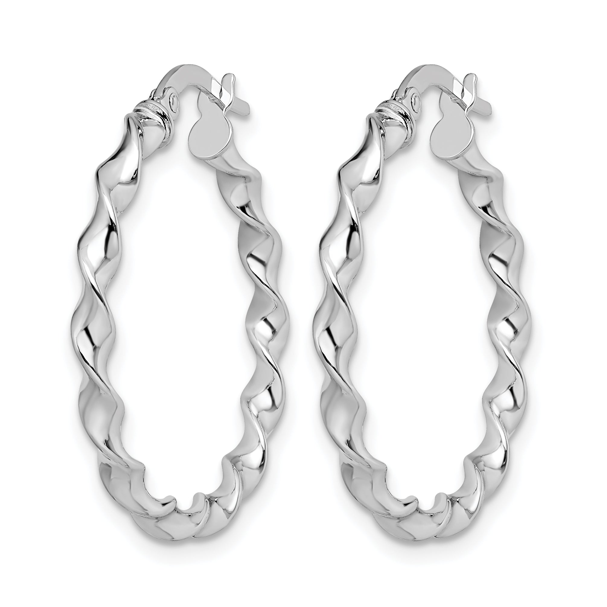 Twisted Hoop Earrings in Rhodium-Plated 14K White Gold, 26mm Secondary image