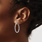 14K White Gold Twisted Hoop Earrings