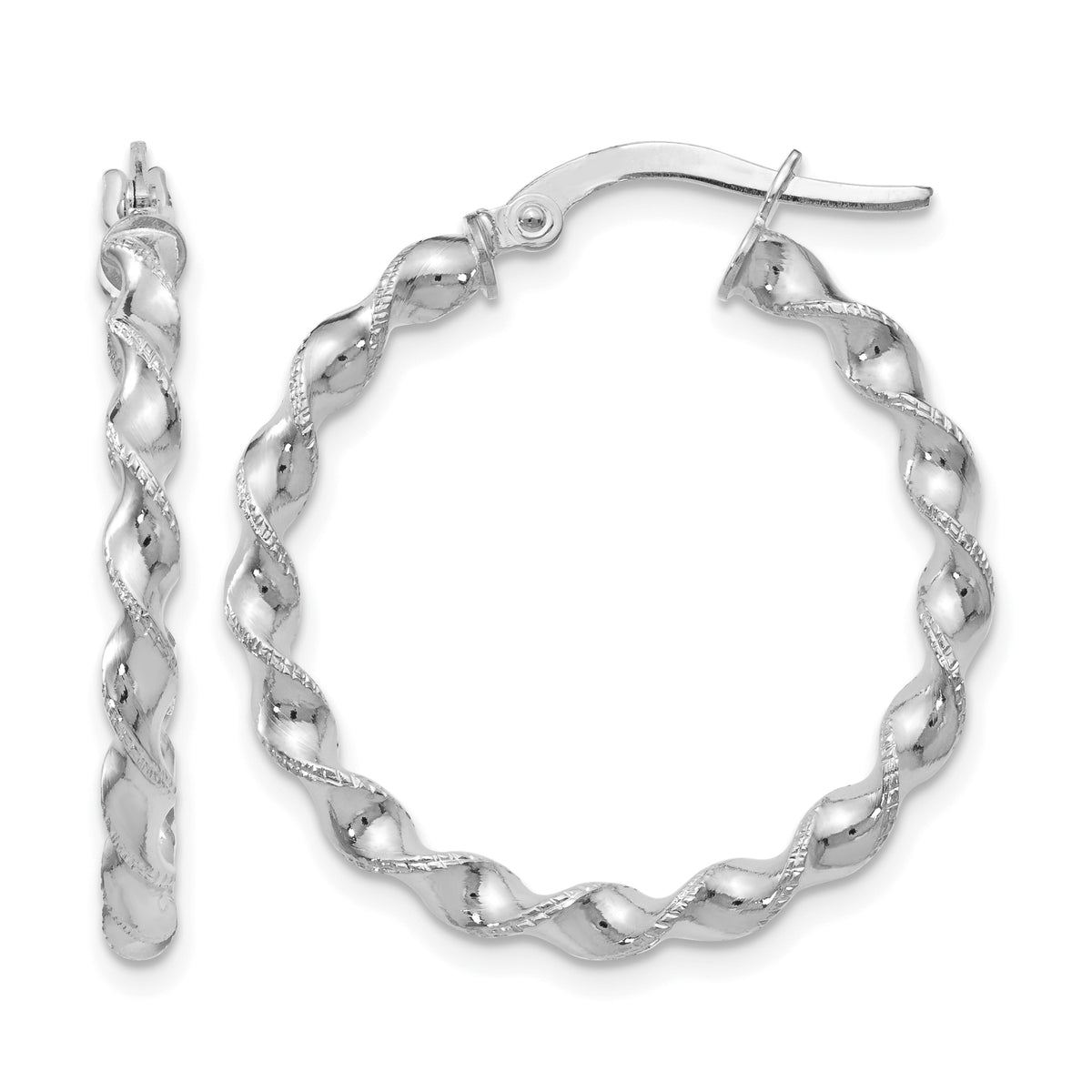 14K White Gold Twisted Hoop Earrings Main image