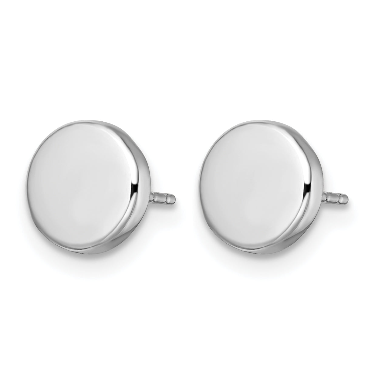 Textured Button Stud Earrings in Rhodium-Plated 14K White Gold Secondary image