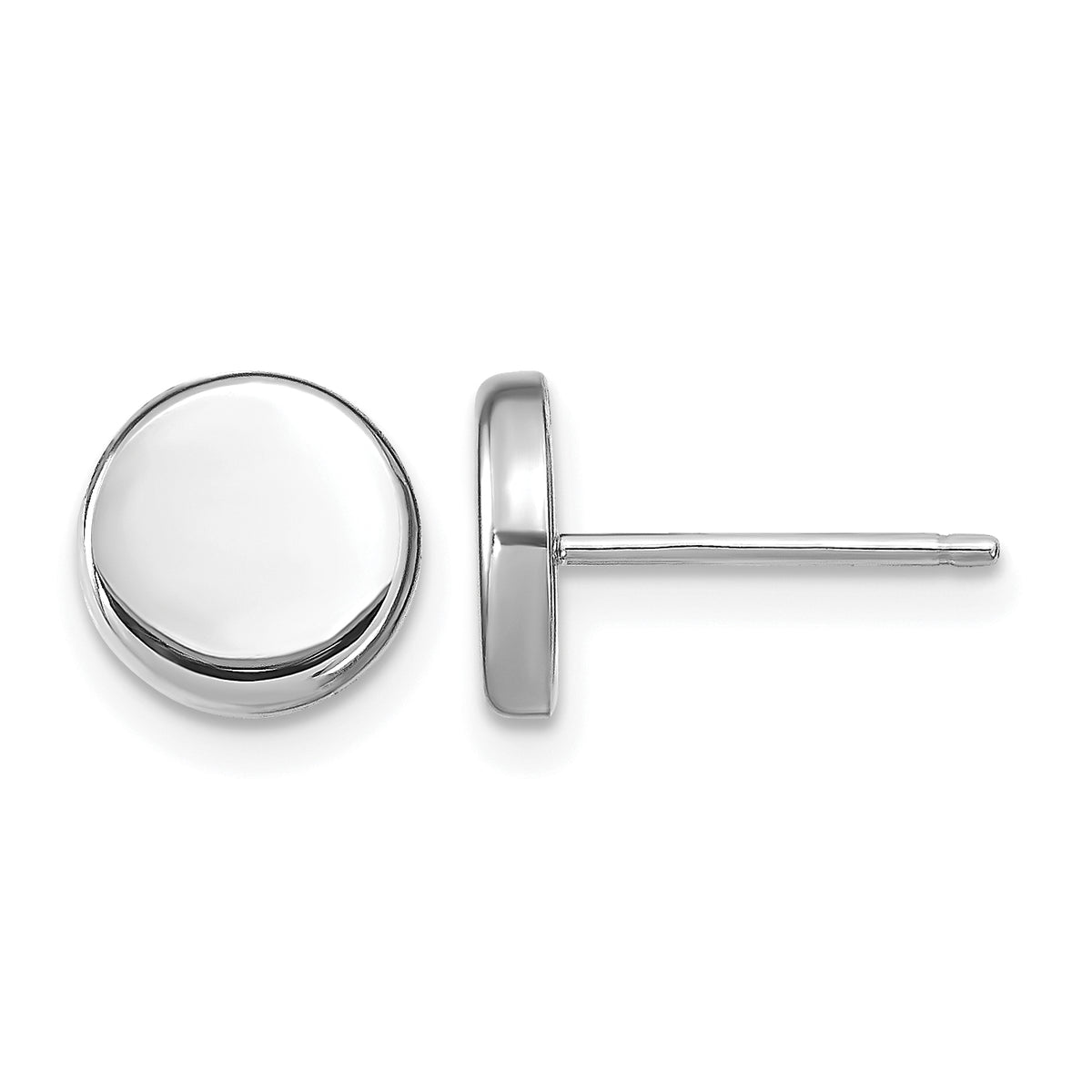 14k White Gold Polished Button Post Earrings Main image