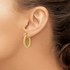 14K Polished Textured Hoop Earrings