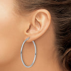 14K White Gold Polished 2mm Hoop Earrings