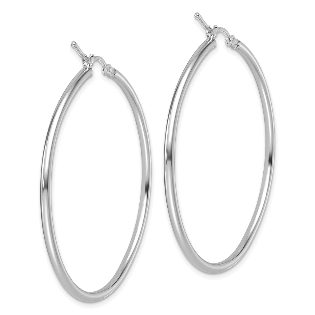 14K White Gold Polished 2mm Hoop Earrings