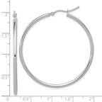 14K White Gold Polished 2mm Hoop Earrings