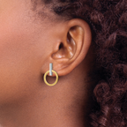 14K w/ White Rhodium Polished Post Dangle Earrings