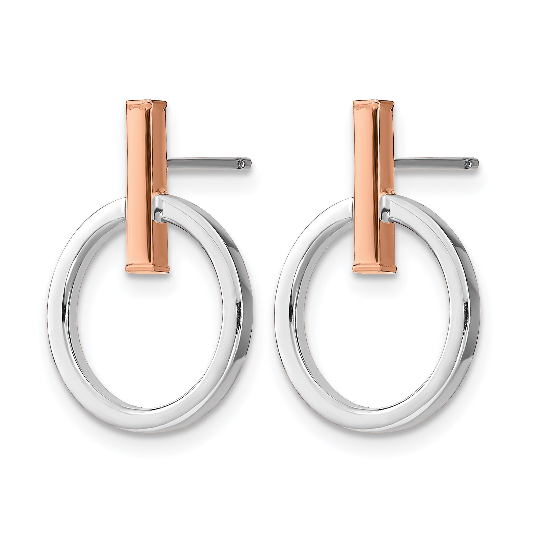Two-Tone Textured Dangle Earrings in 14K Gold Secondary image