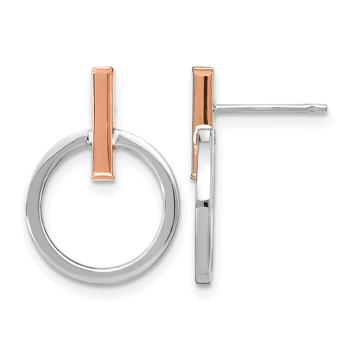 14K with White Rhodium and Rose Gold-Plating Polished Post Dangle Earrings Main image