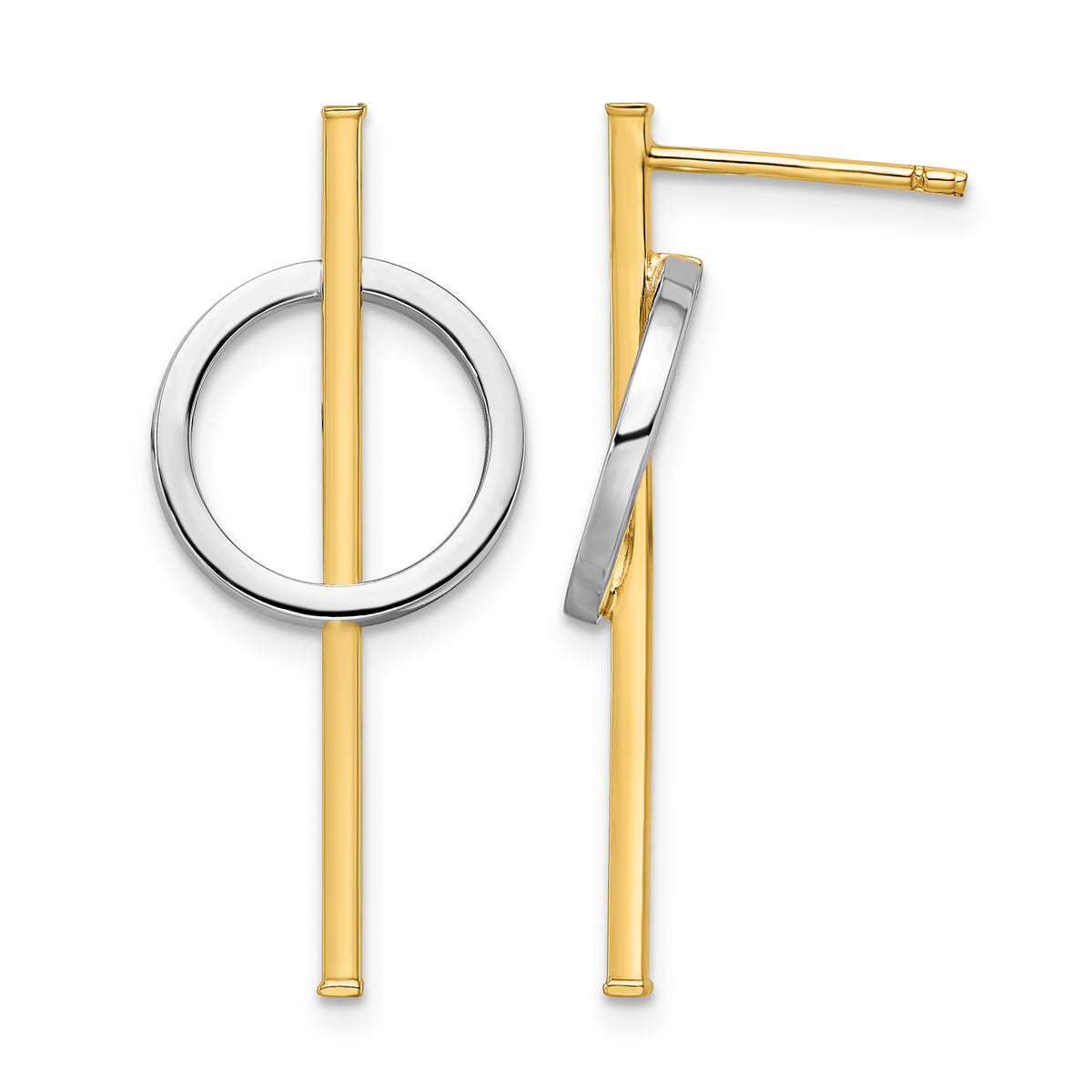 14K with Rhodium Post Dangle Earrings