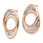 14K w/Wht and Rose RH-plating  Polish/Dia-cut Post Earrings