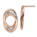 14K w/Wht and Rose RH-plating  Polish/Dia-cut Post Earrings
