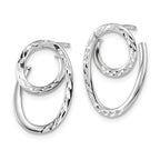14K w/White RH-plating Polished/Dia-cut Post Earrings