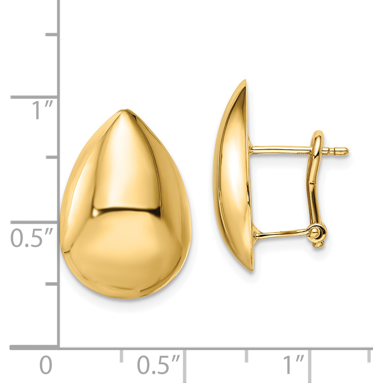 14K Polished Teardrop Omega Back Earrings