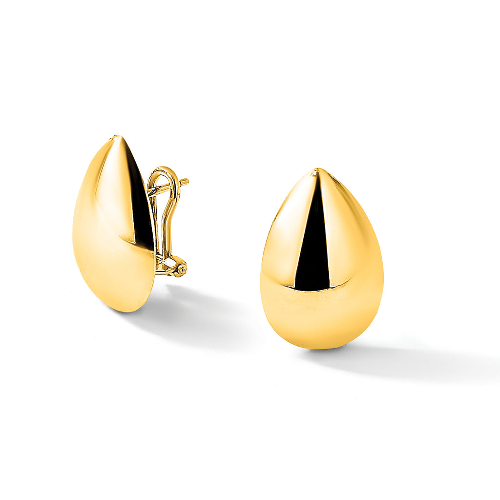 14K Yellow Gold Polished Teardrop Omega Back Earrings - Sophia Jewelers