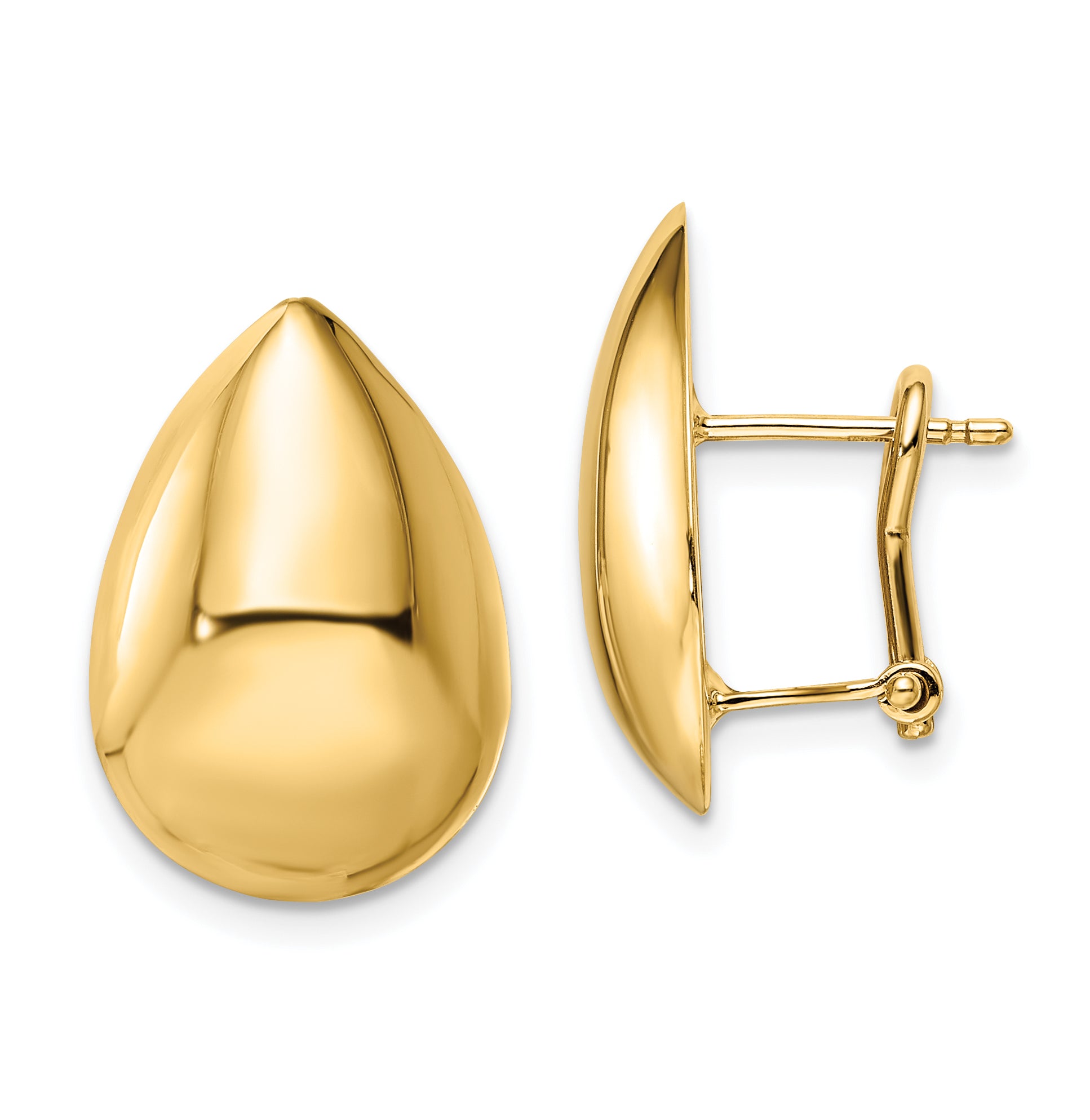 14K Polished Teardrop Omega Back Earrings Main image