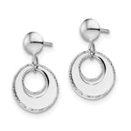 14K White Gold Polished Textured Post Dangle Earrings
