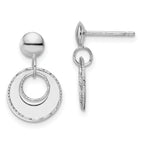 14K White Gold Polished Textured Post Dangle Earrings