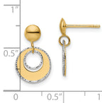 14K Two-tone Polished Textured Post Dangle Earrings