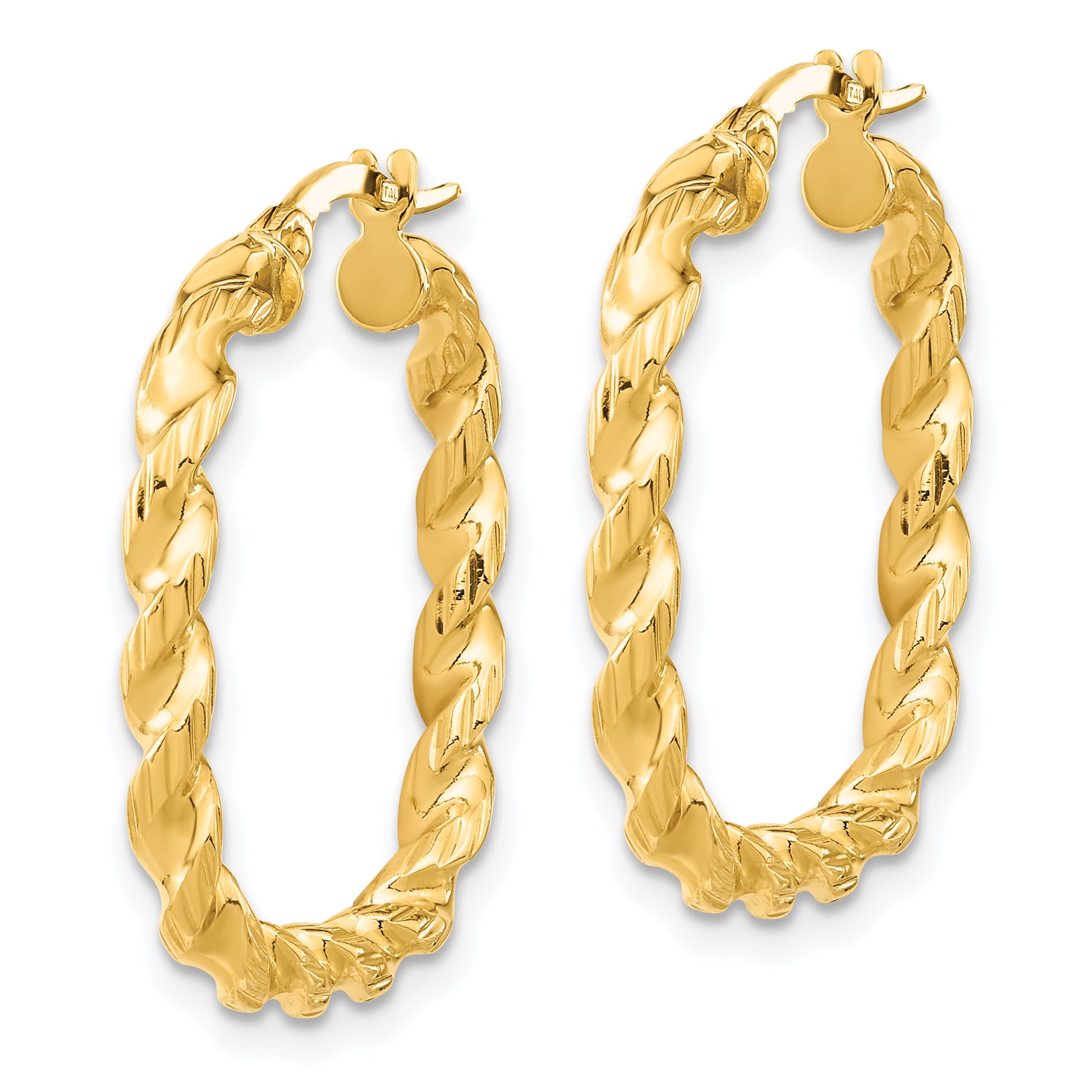 14K Polished Square Twisted Hoop Earrings Secondary image