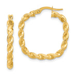 14K Polished Square Twisted Hoop Earrings
