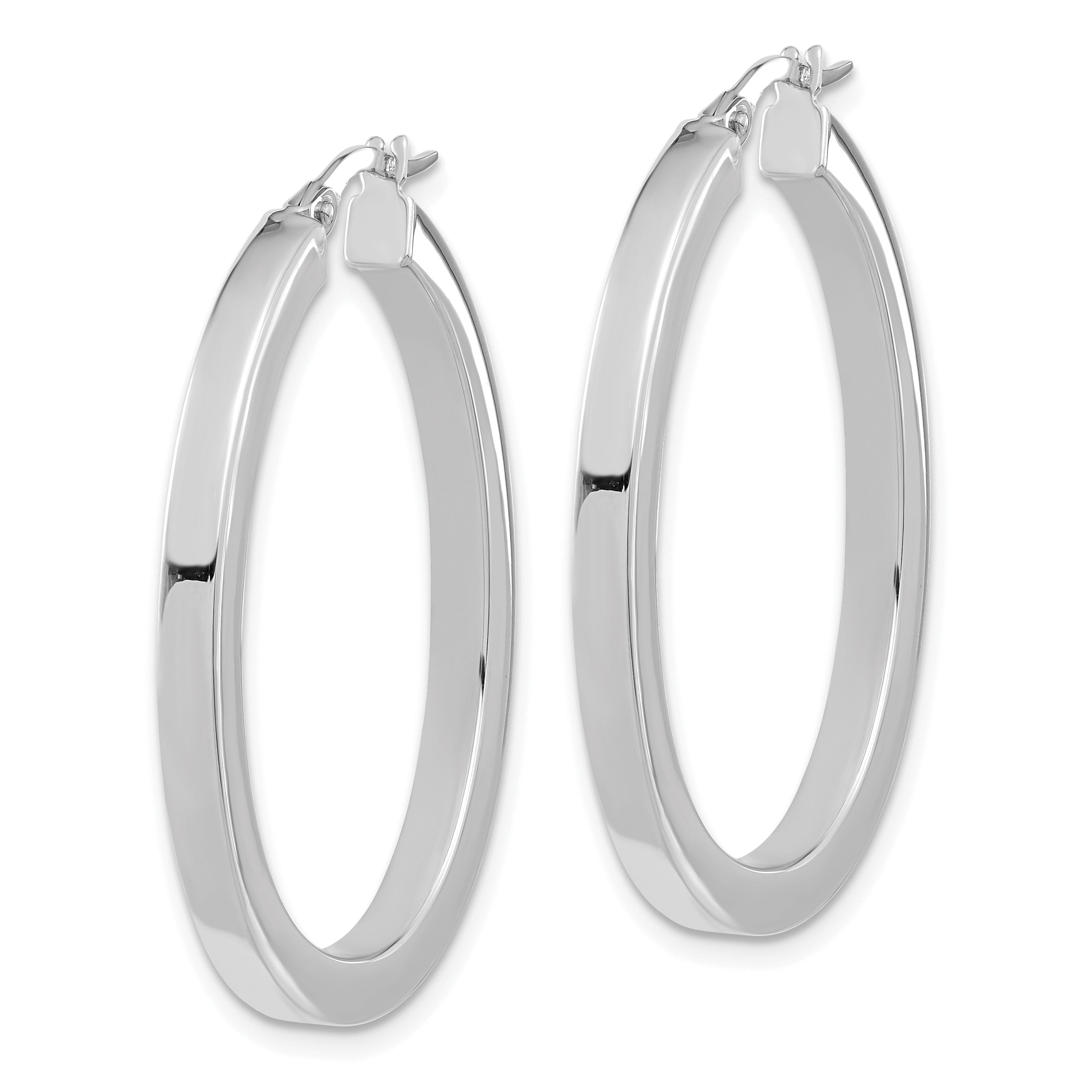 14K White Gold Polished Oval Hoop Earrings Secondary image