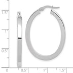 14K White Gold Polished Oval Hoop Earrings