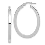 14K White Gold Polished Oval Hoop Earrings