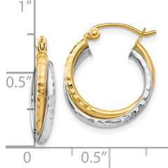14K Two-tone D/C Hinged Hoop Earrings