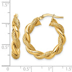14K Yellow Gold Diamond-Cut Twisted Hoop Earrings