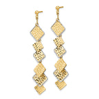 14K Two-tone Polished and Brushed D/C Post Dangle Earrings