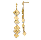 14K Two-tone Polished and Brushed D/C Post Dangle Earrings