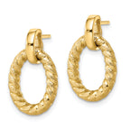 14K Polished and Textured Post Dangle Earrings