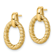 14K Polished and Textured Post Dangle Earrings