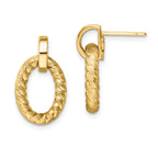 14K Polished and Textured Post Dangle Earrings