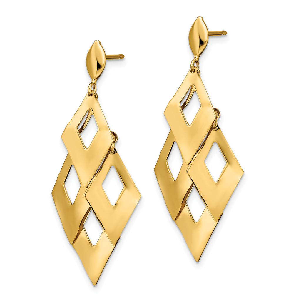 14k Polished and Brushed Post Dangle Chandelier Earrings